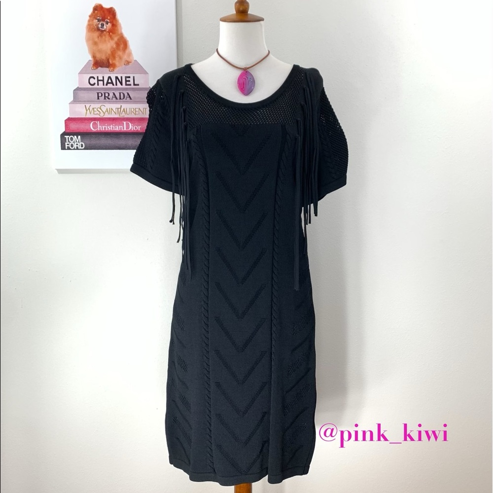 Fine Collection Fringe Sweater Dress